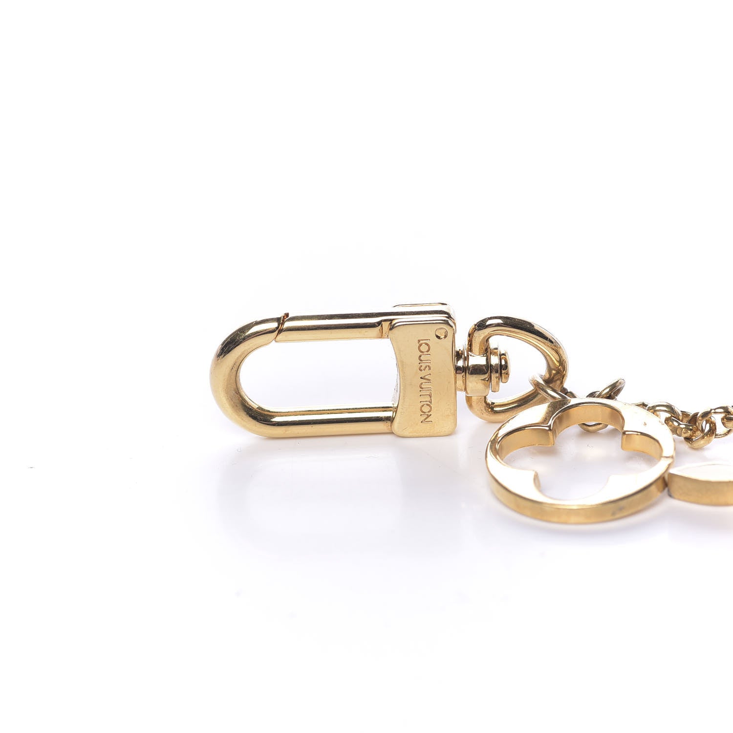 Louis Vuitton Brass Enamel Fleur De Monogram Bag Charm Chain Gold 3 of 5