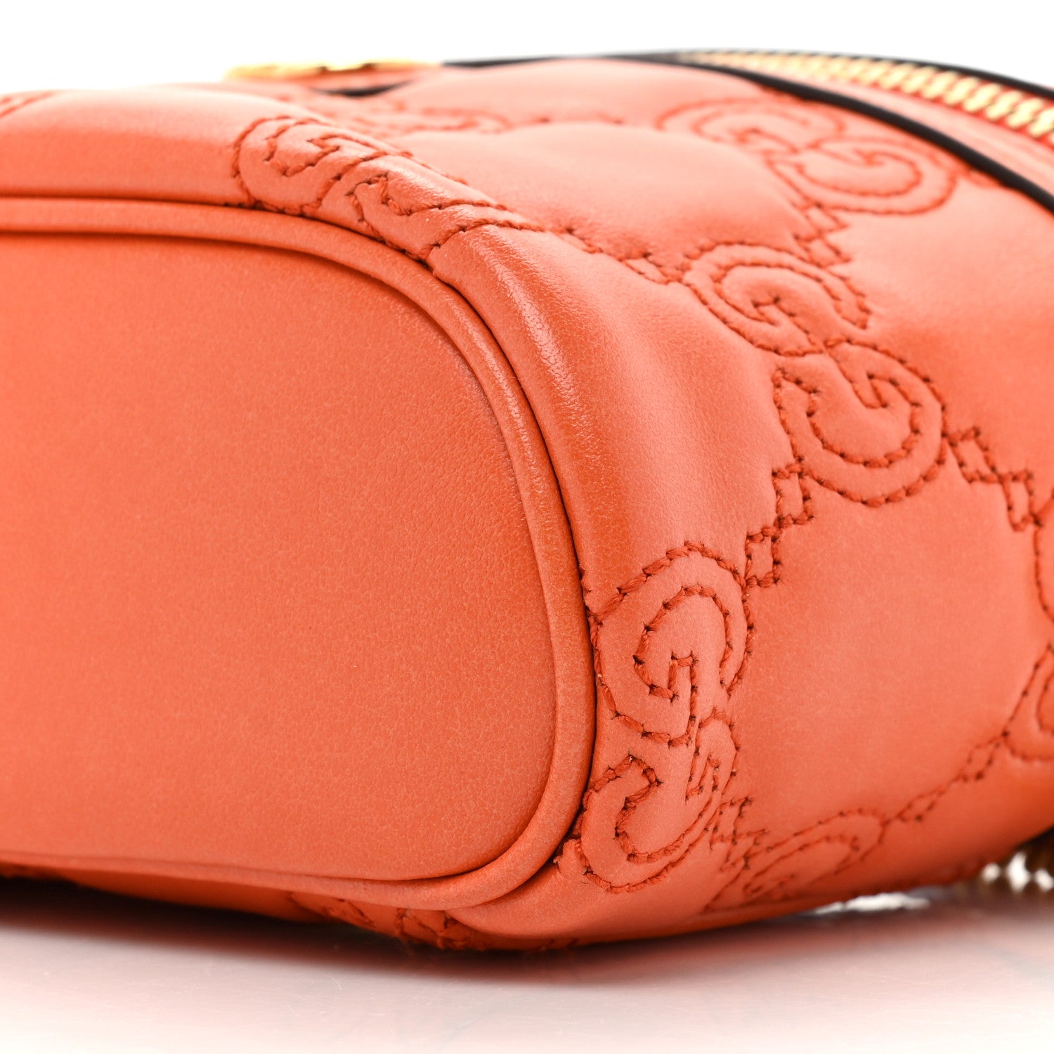 Gucci Calfskin GG Matelasse Mini Top Handle Bag Deep Orange 8 of 9