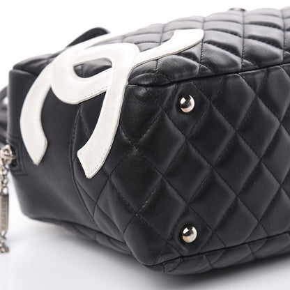 Chanel Calfskin Quilted Large Cambon Bowler Black White 8 of 22