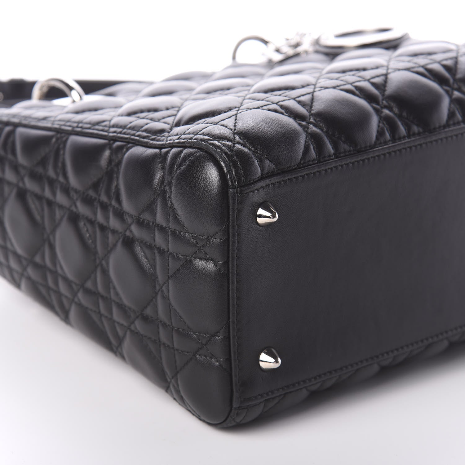 Christian Dior Lambskin Cannage Medium Lady Dior Black 10 of 11