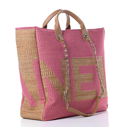 Chanel Mixed Fibers Large Shopping Bag Pink Beige 3 of 10