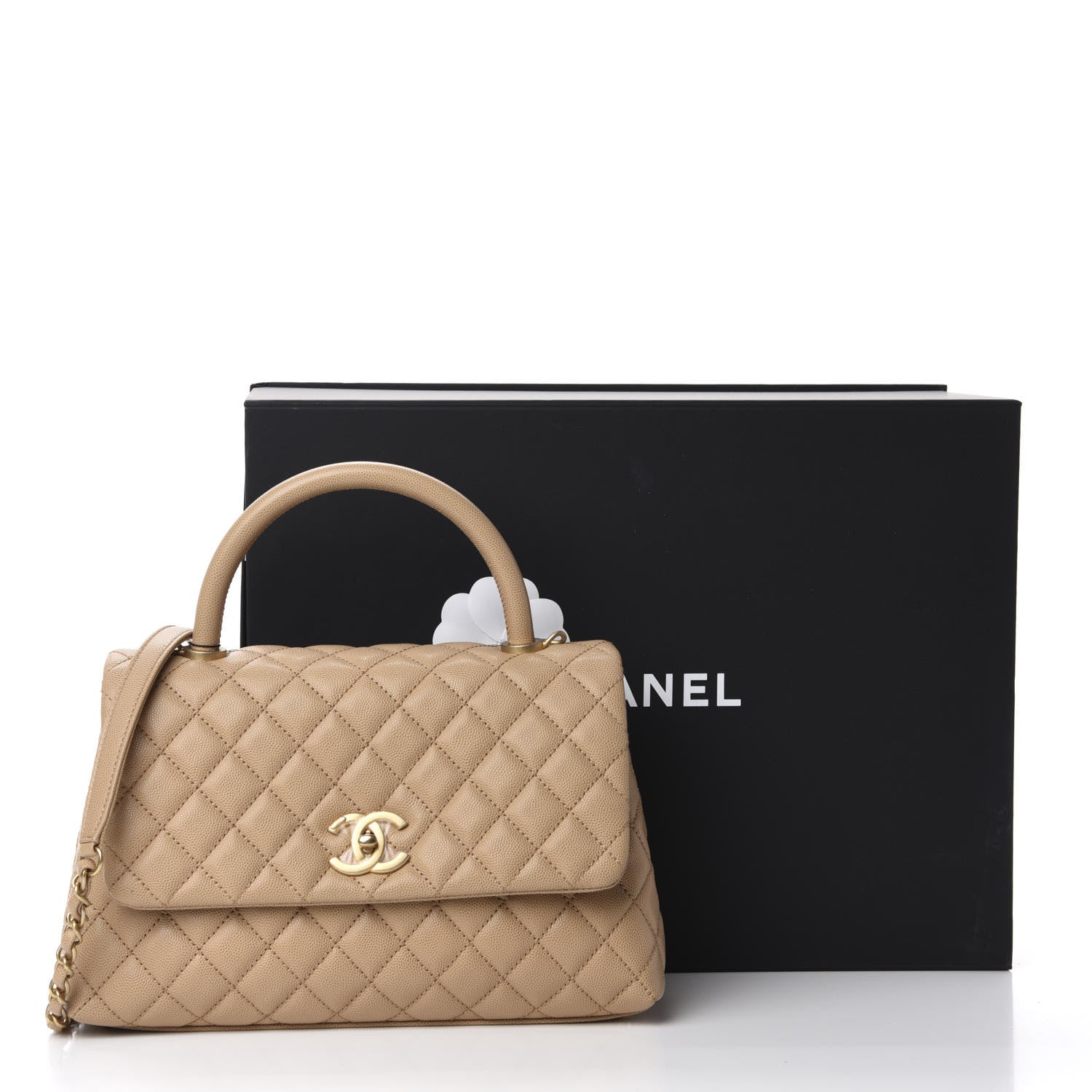 Chanel Caviar Quilted Small Coco Handle Flap Beige 11 of 11