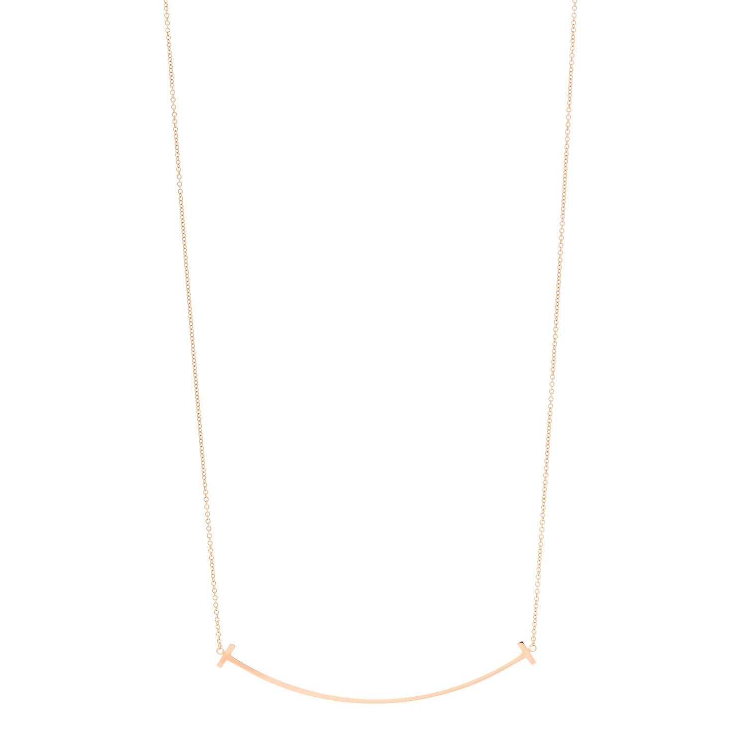 Tiffany 18K Rose Gold Large T Smile Pendant Necklace 1 of 6