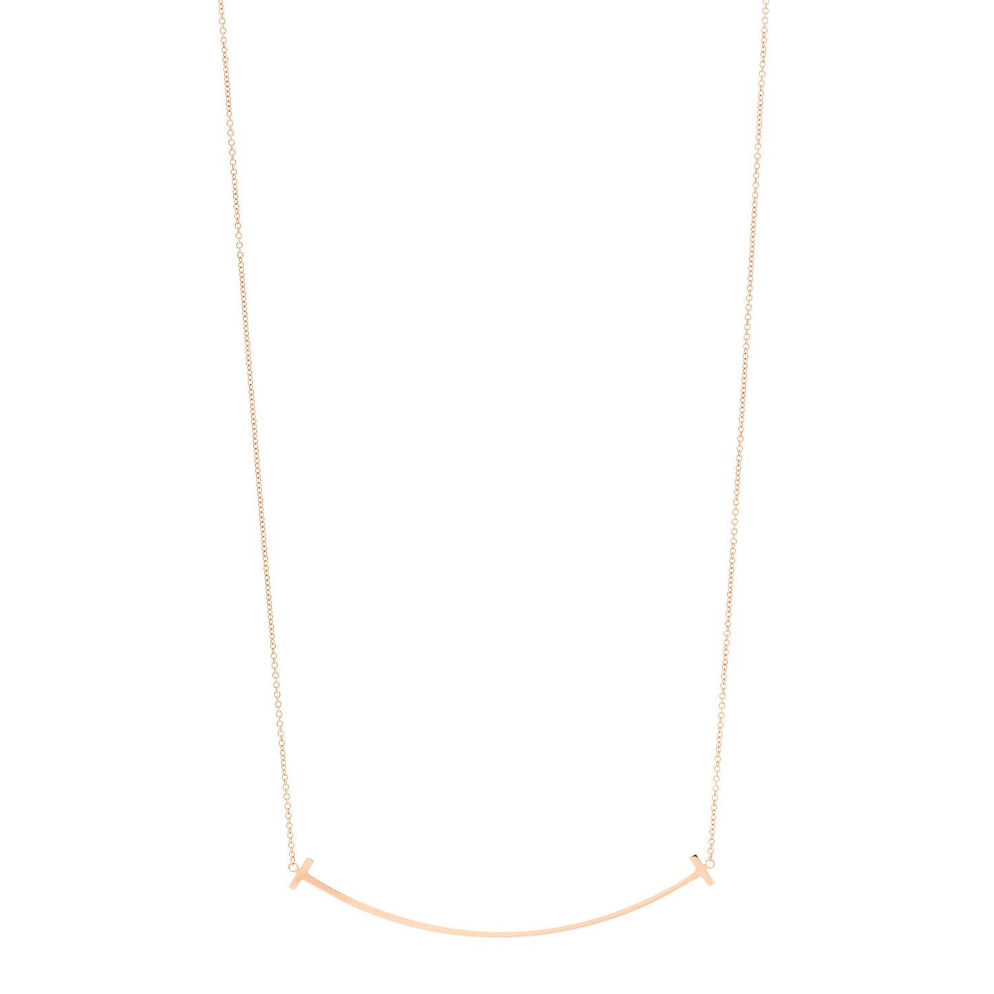 18K Rose Gold Large T Smile Pendant Necklace