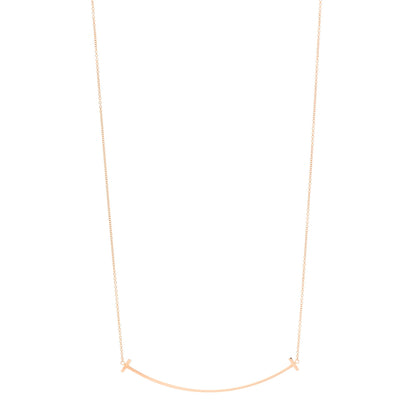 Tiffany 18K Rose Gold Large T Smile Pendant Necklace 1 of 6