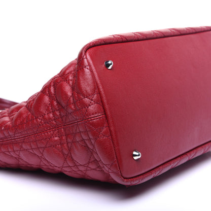 Christian Dior Coated Canvas Cannage Medium Panarea Tote Red 6 of 14