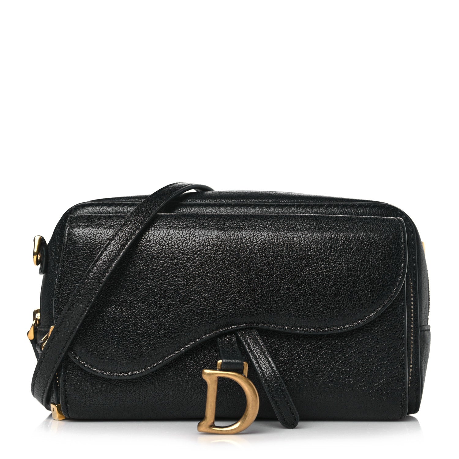 Christian Dior Goatskin Double Saddle Pouch Black 1 of 8