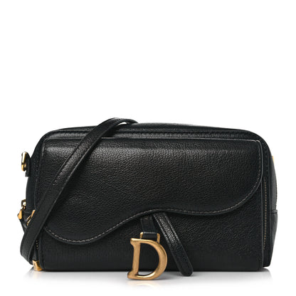 Christian Dior Goatskin Double Saddle Pouch Black 1 of 8