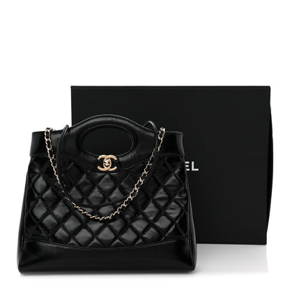 Chanel Shiny Lambskin Quilted Mini 31 Shopping Bag Black 10 of 10