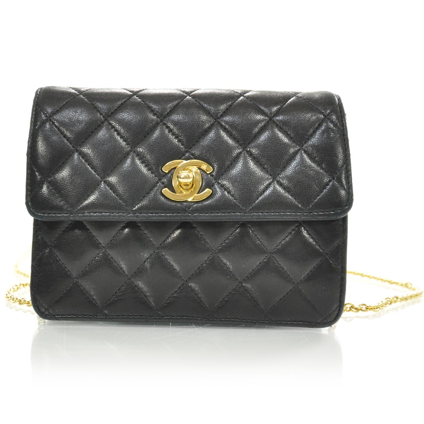 Lambskin Quilted Evening Flap Black
