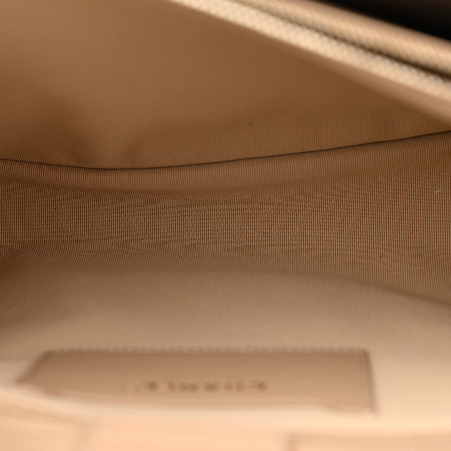 Shiny Caviar Quilted Chain Handle Shopping Tote Beige