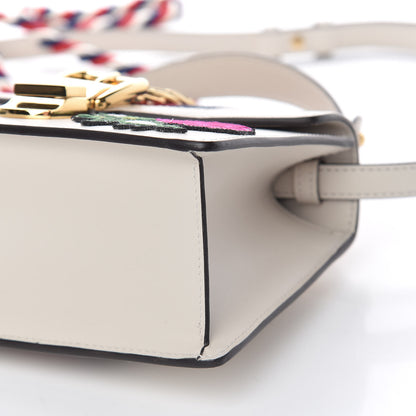 Gucci Calfskin Embroidered Mini Sylvie Top Handle Bag White 11 of 12