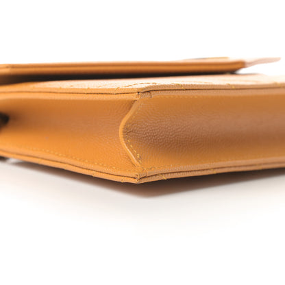 Saint Laurent Grain De Poudre Matelasse Chevron Monogram Envelope Chain Wallet Senape Yellow 9 of 10
