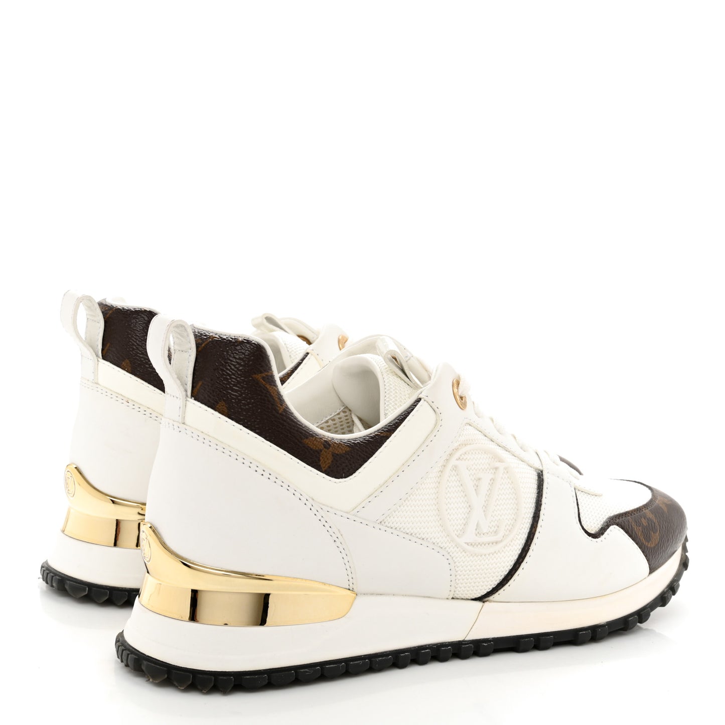 Calfskin Monogram Run Away Sneakers 38 White