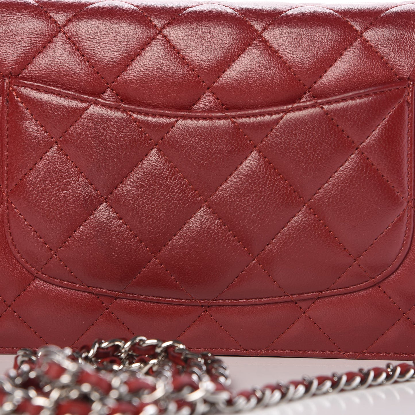 Lambskin Quilted Wallet On Chain WOC Red