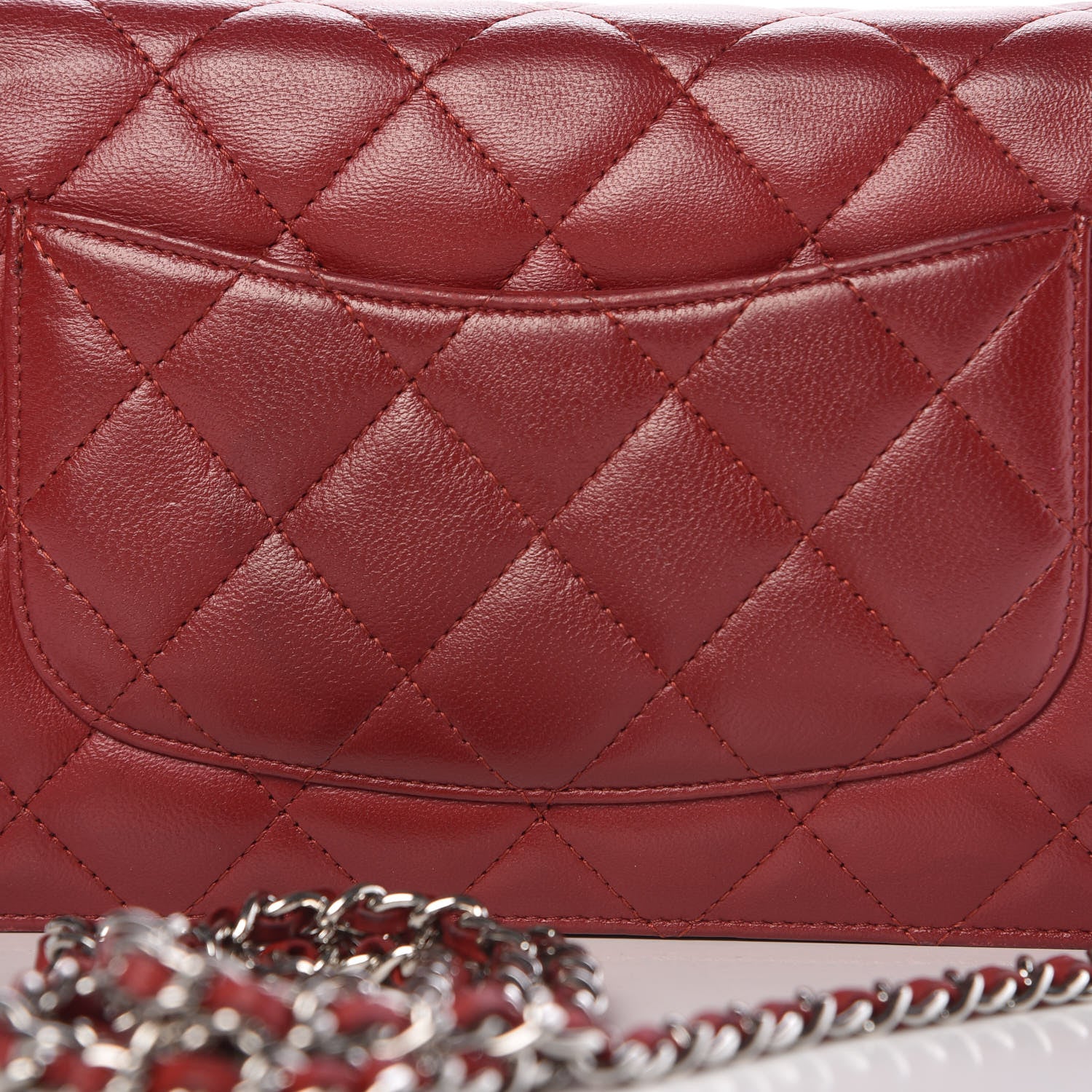 Chanel Lambskin Quilted Wallet On Chain WOC Red 12 of 12
