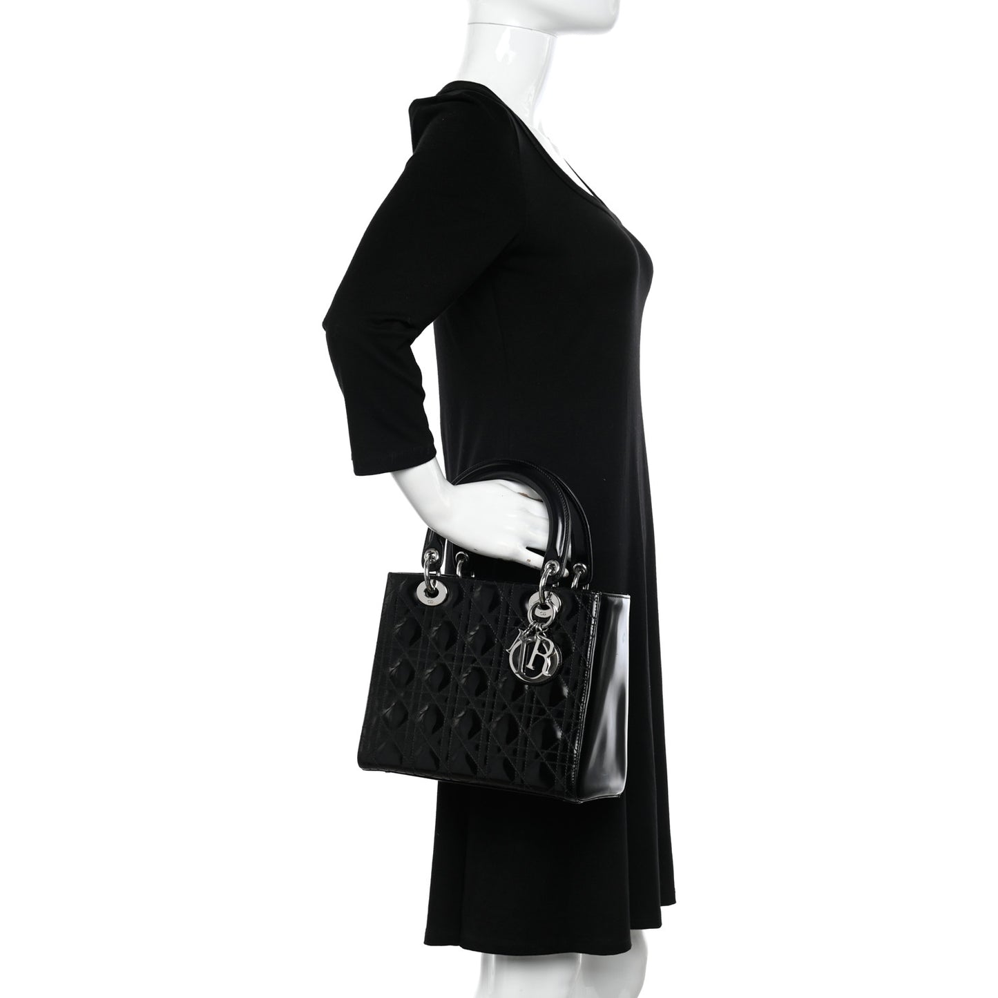 Patent Cannage Medium Lady Dior Black