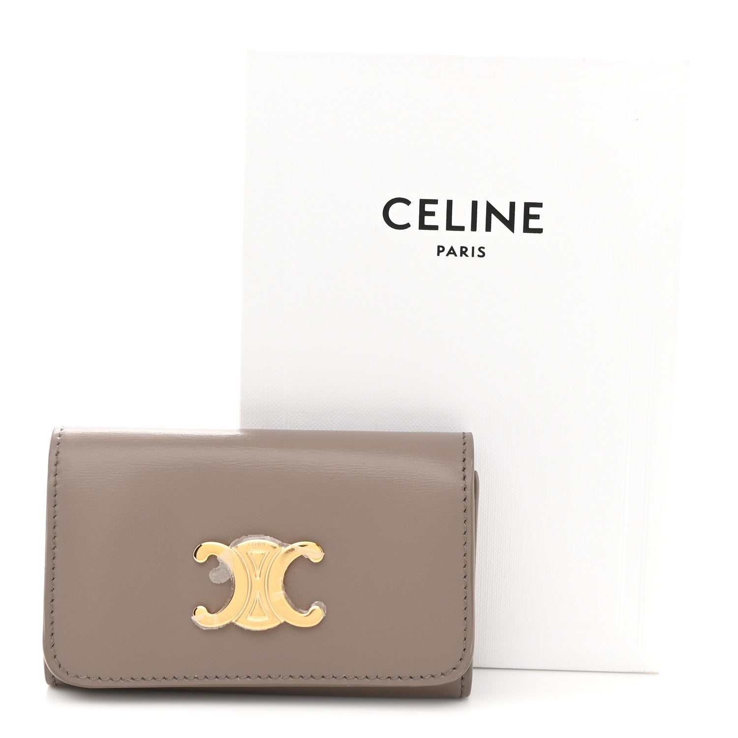 Celine Shiny Calfskin Triomphe Key Case Pebble 7 of 7
