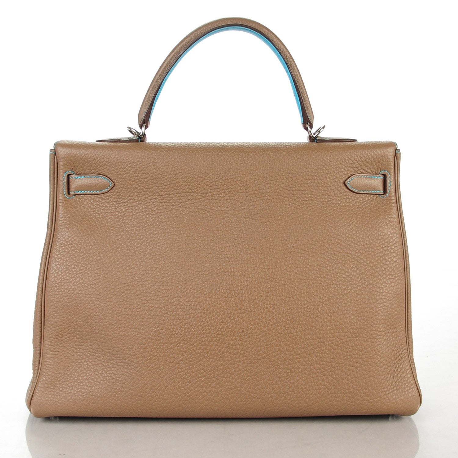 Hermes Togo Kelly Retourne Eclat 35 Etoupe Bleu Azteque 4 of 23