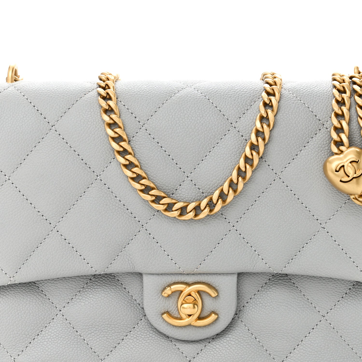 Chanel Caviar Quilted Sweetheart Flap Grey 8 of 10
