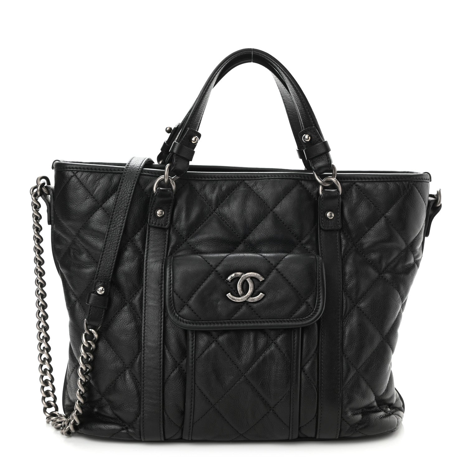Chanel Calfskin Quilted Small Casual Riviera Tote Black 1 of 10