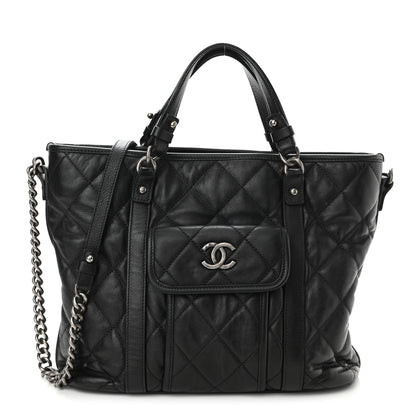 Chanel Calfskin Quilted Small Casual Riviera Tote Black 1 of 10