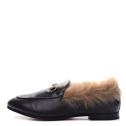 Gucci Malaga Kid Fur Womens Jordaan Loafers 40.5 Black Natural 1 of 10