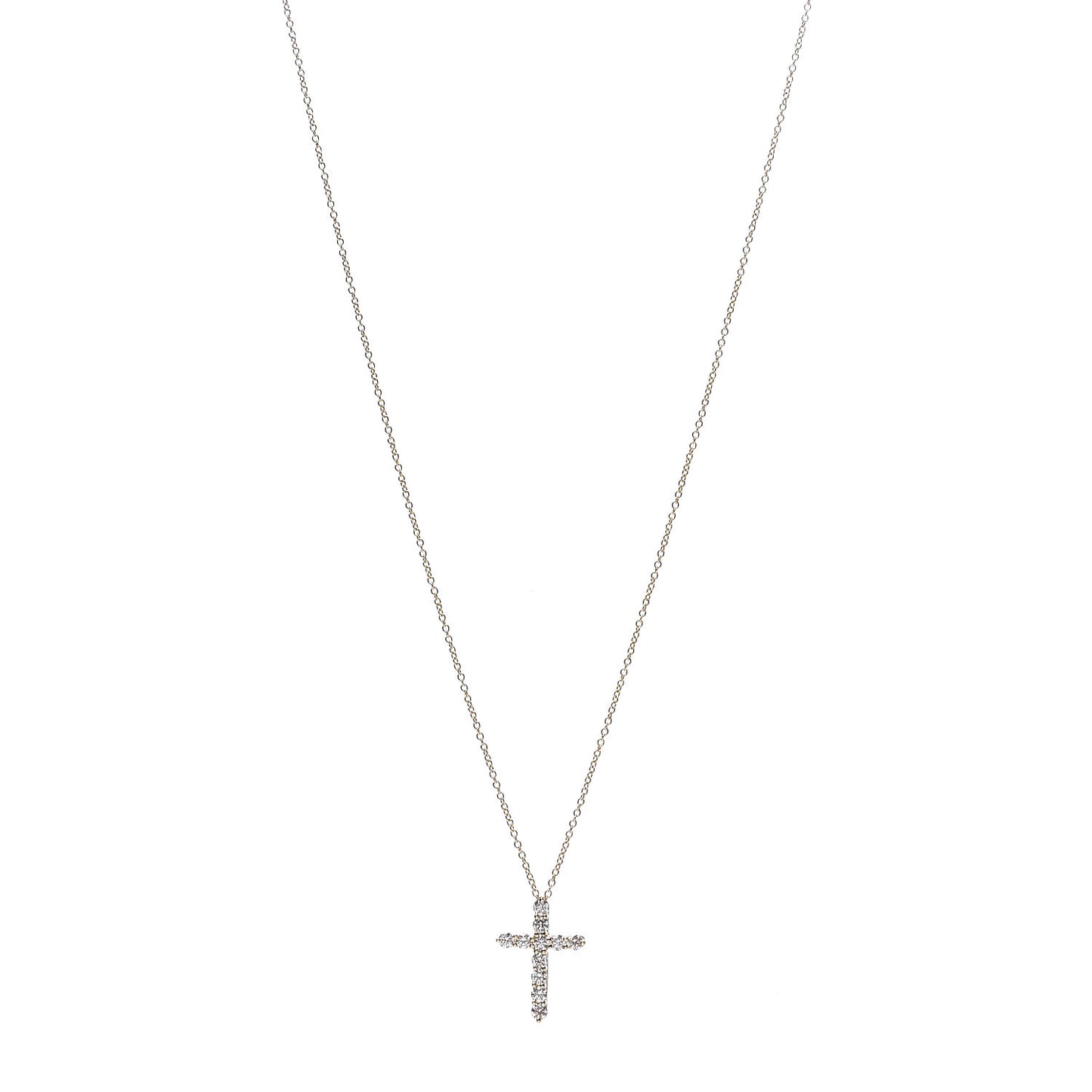 18K Yellow Gold Diamond Small Cross Pendant Necklace