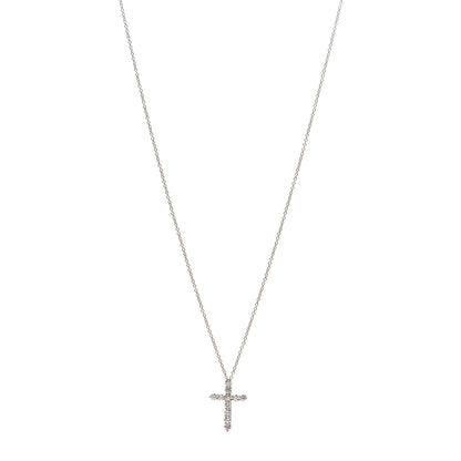 Tiffany 18K Yellow Gold Diamond Small Cross Pendant Necklace 2 of 10