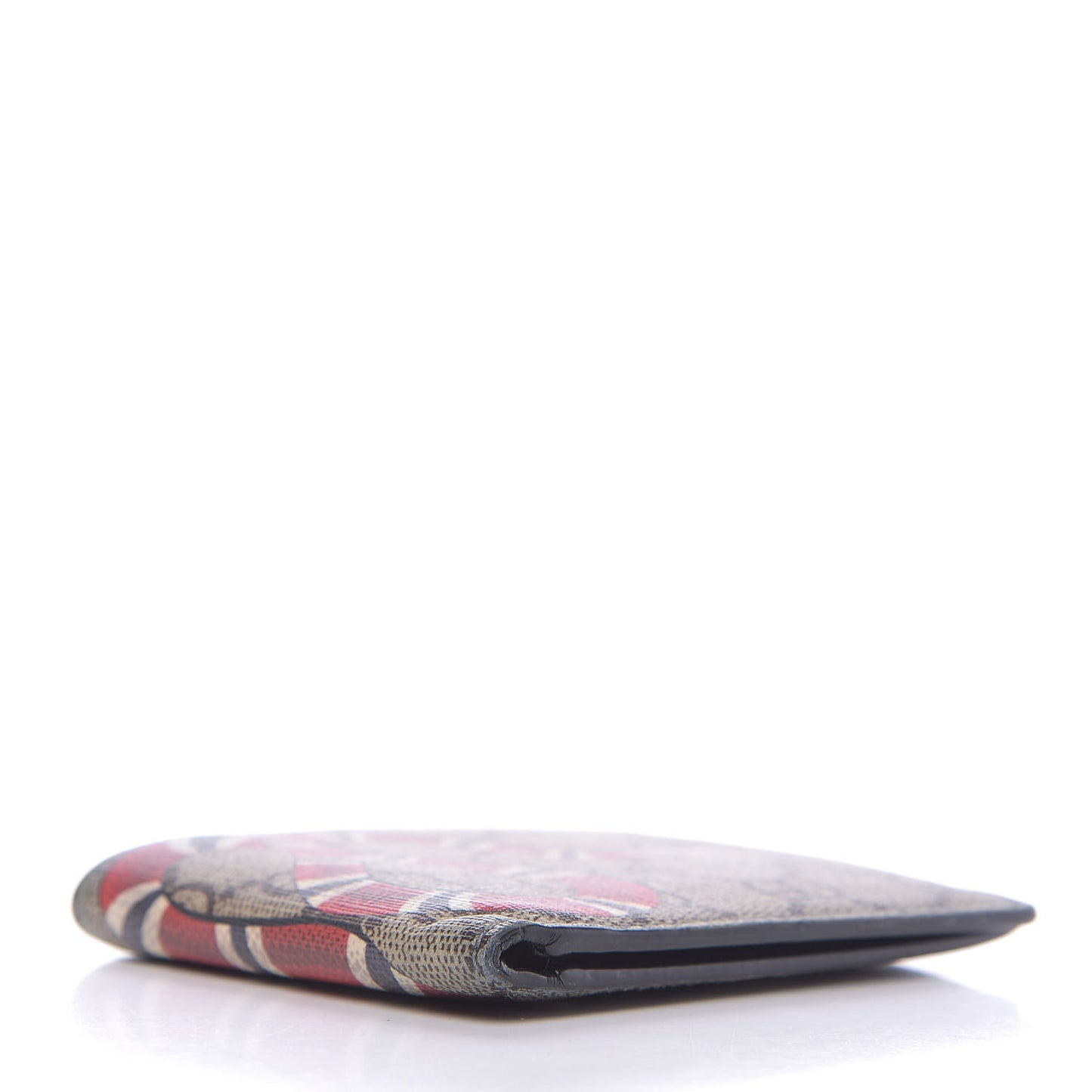 GG Supreme Monogram Selleria Calfskin Kingsnake Nice Bi-Fold Wallet Beige Ebony Multicolor Black