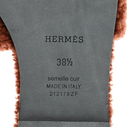 Hermes Woolskin Oran Sandals 38.5 Cognac 7 of 10