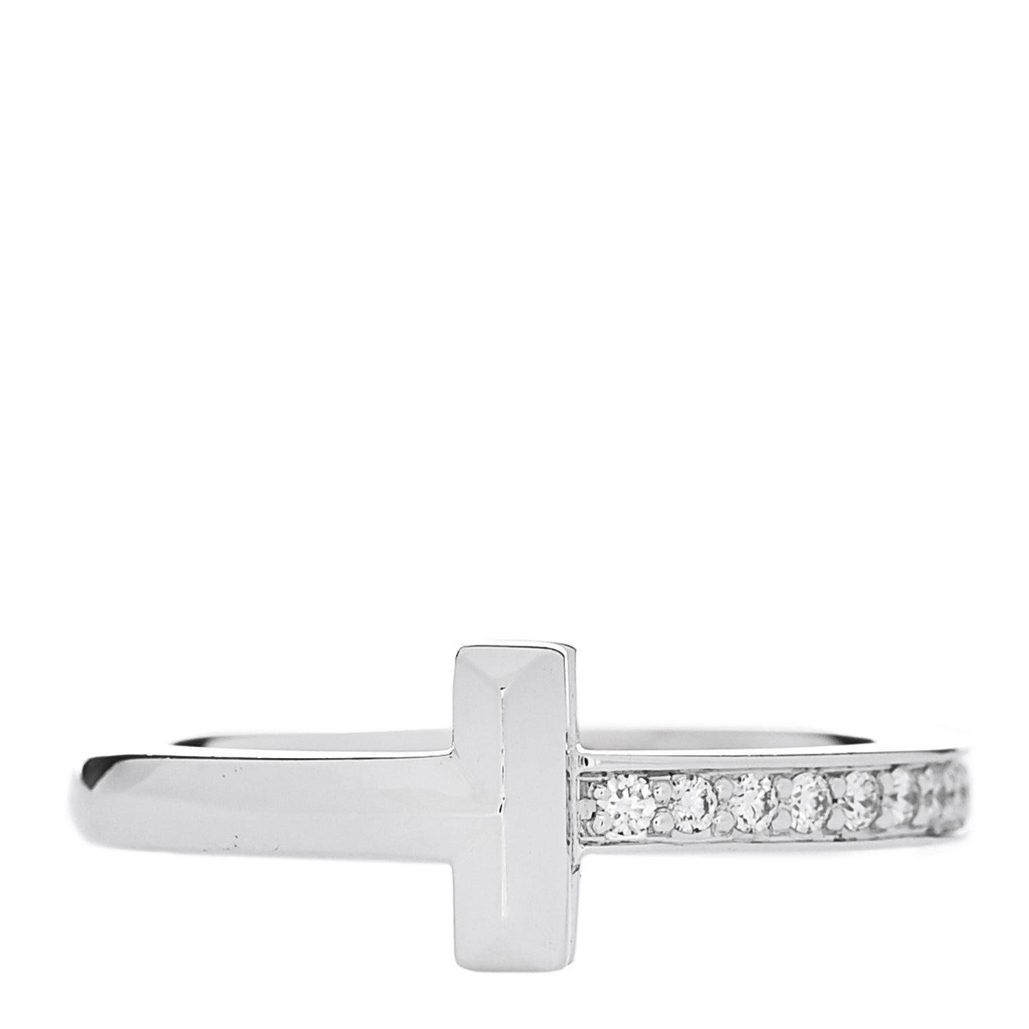 Tiffany 18K White Gold Diamond 2.5mm T T1 Ring 56 7.5 1 of 5