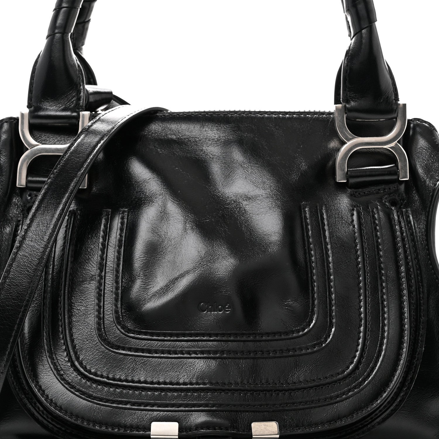 Chloe Natural Shiny Calfskin Small Marcie Satchel Black 8 of 10