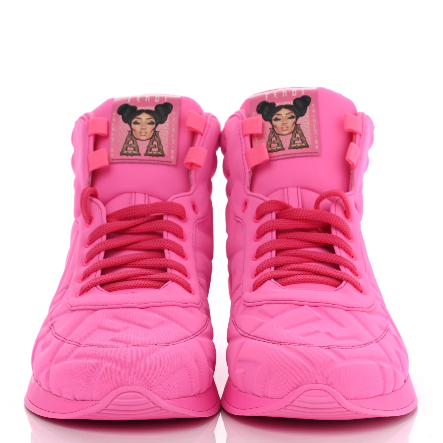 Fendi X NICKI MINAJ Lycra Macro FF Embossed Prints On High Top Sneakers 40 Pink 2 of 12