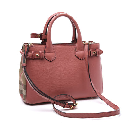 Burberry Grainy Calfskin House Check Small Banner Tote Cinnamon Red 2 of 10