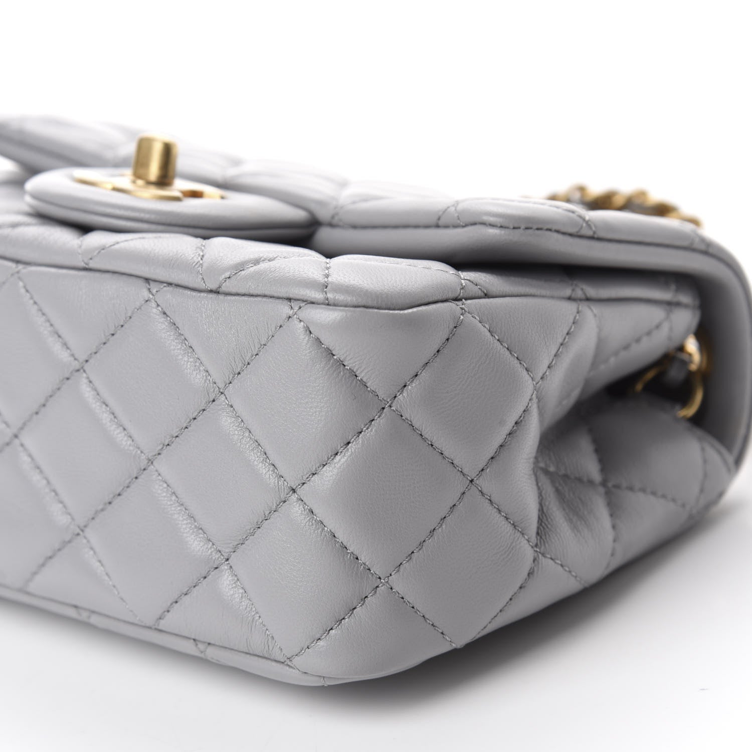 Chanel Lambskin Quilted Mini Pearl Crush Flap Light Grey 7 of 11