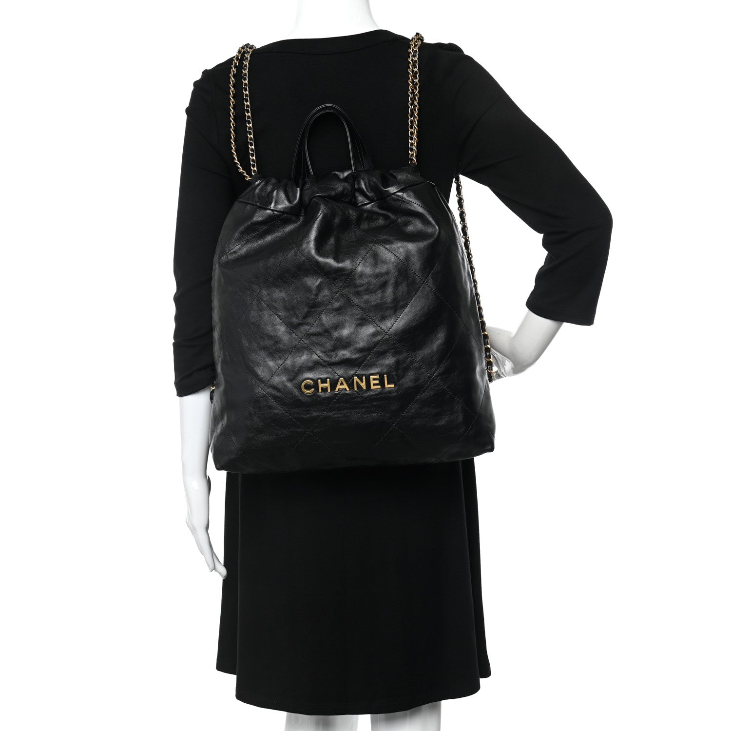 Chanel Shiny Calfskin Quilted Chanel 22 Backpack Black 2 of 11
