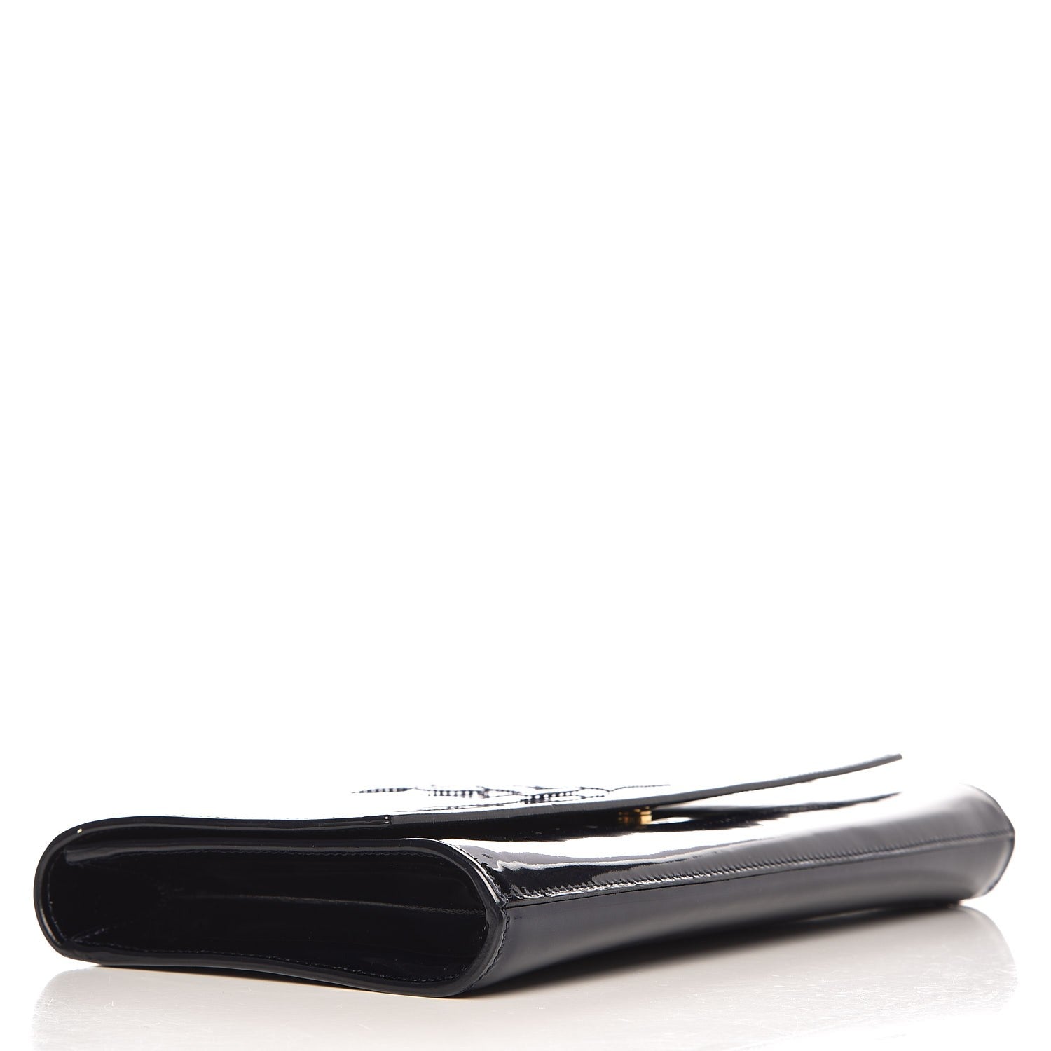 Saint Laurent Patent Calfskin Large Belle De Jour Clutch Navy Blue 4 of 6