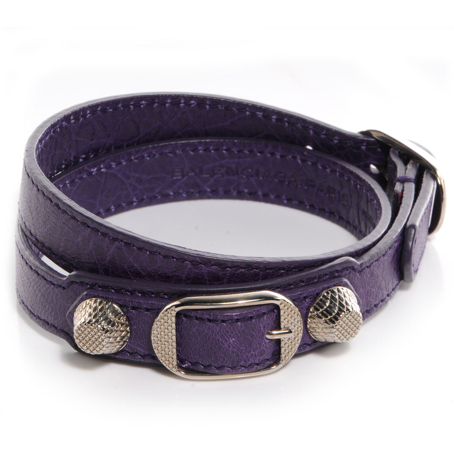 Agneau Arena Giant 12 Silver Hardware Triple Tour Bracelet Small Violet