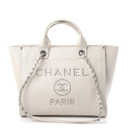 Chanel Caviar Small Studded Deauville Tote Ivory 1 of 11