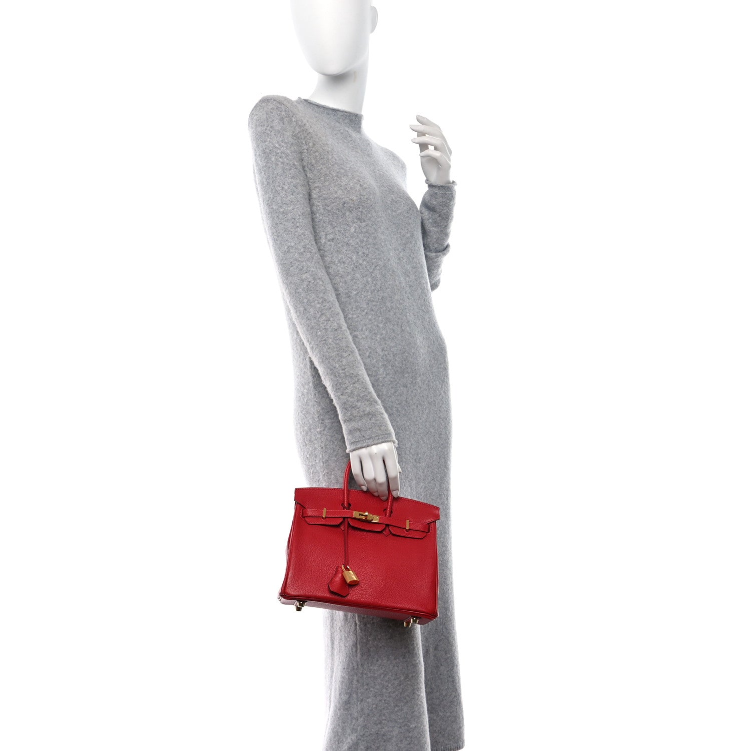 Hermes Chevre Mysore Horseshoe Birkin 25 Rouge Casaque Capucine 3 of 12