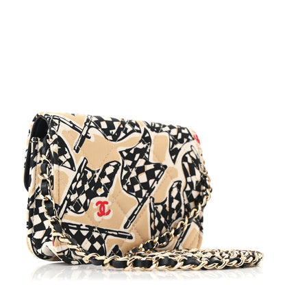 Chanel Canvas Check Flag Printed CC Clutch With Chain Beige Multicolor 3 of 11