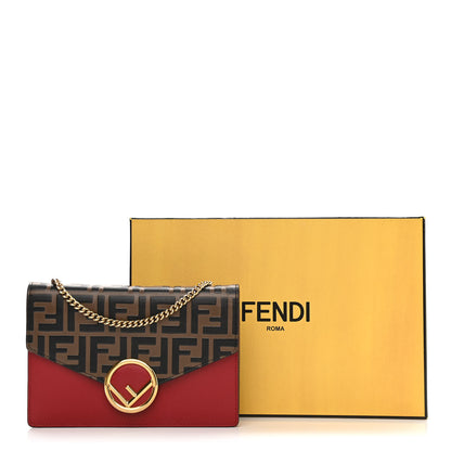 Fendi Vitello Cruise F is Fendi FF 1974 Embossed Medium Envelope Wallet On Chain Fragola Maya Black 14 of 14