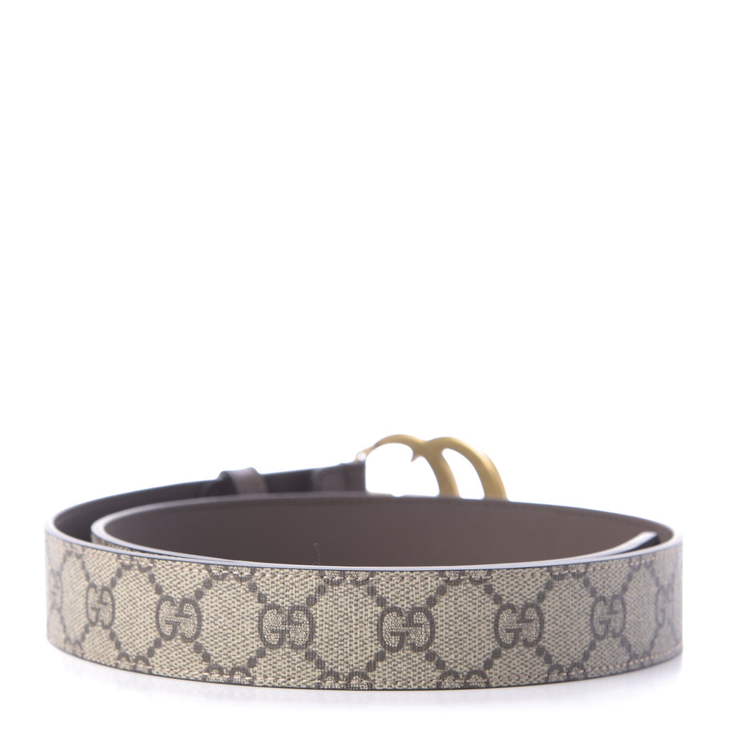Gucci GG Supreme Monogram Matte Plutone Calfskin Double G 30mm Belt 85 34 Beige Ebony New Acero 2 of 7