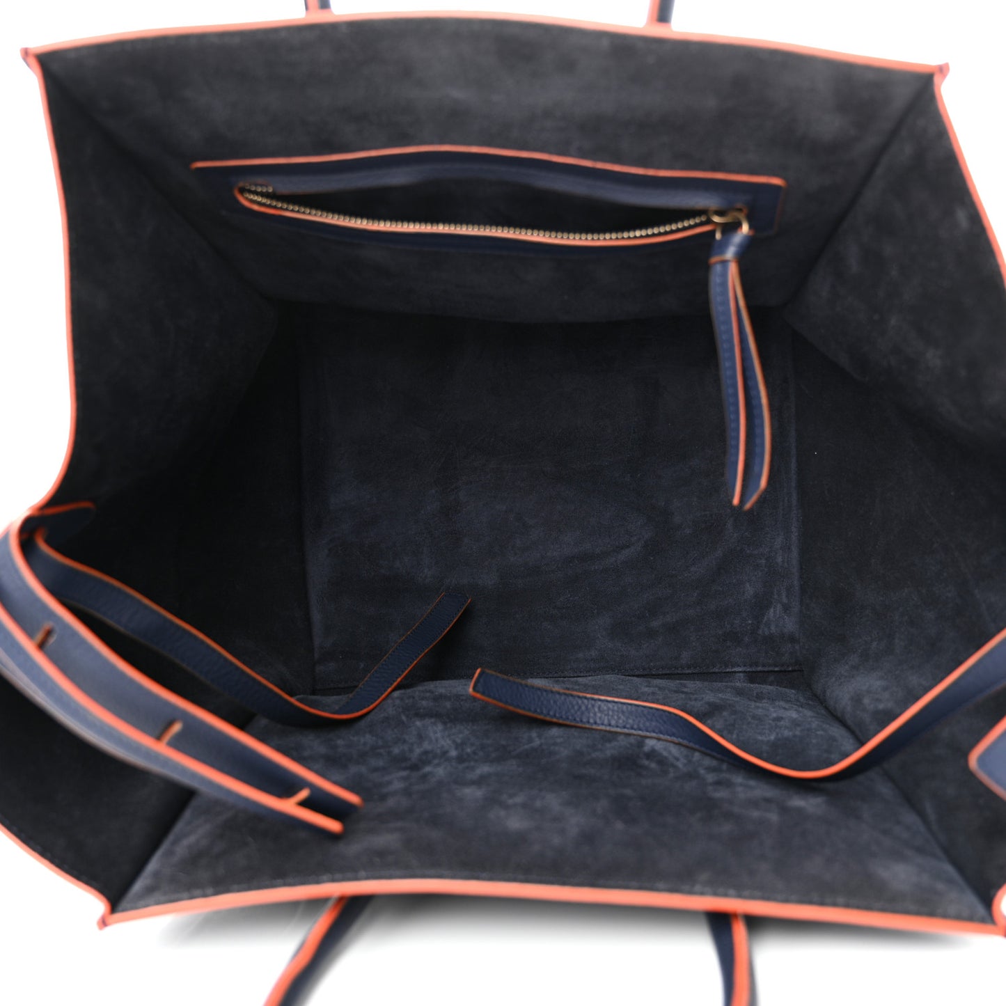 Supple Calfskin Large Phantom Luggage Navy Blue Orange