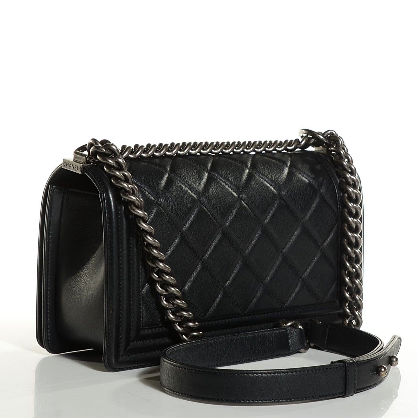 Calfskin Quilted Medium Boy Flap Black