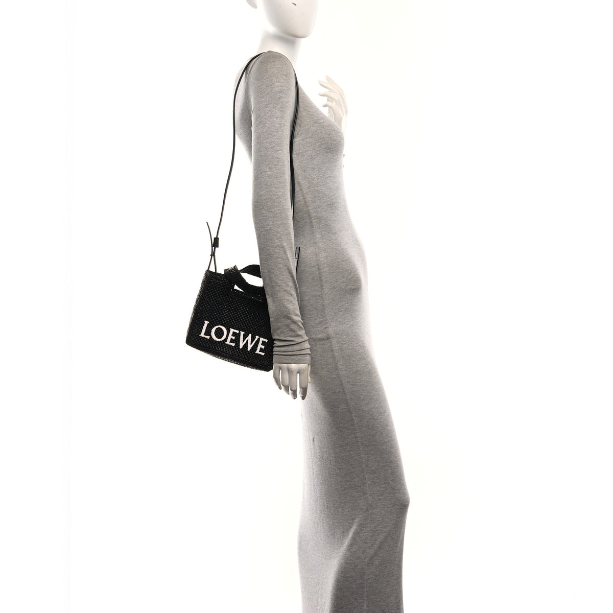 Loewe X PAULA'S IBIZA Raffia Mini Font Tote Black 2 of 11