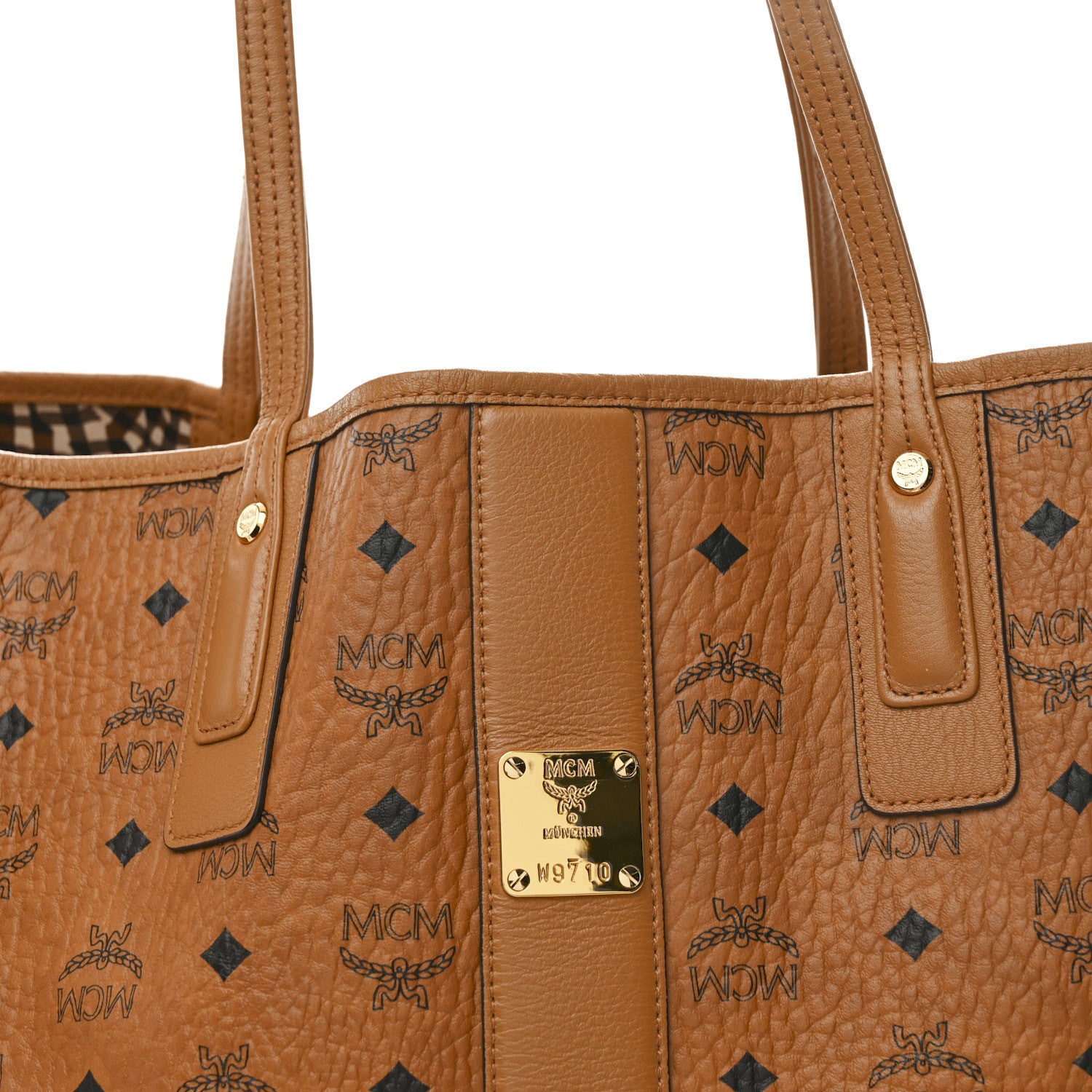 MCM Visetos Large Liz Reversible Shopper Tote Cognac 10 of 15