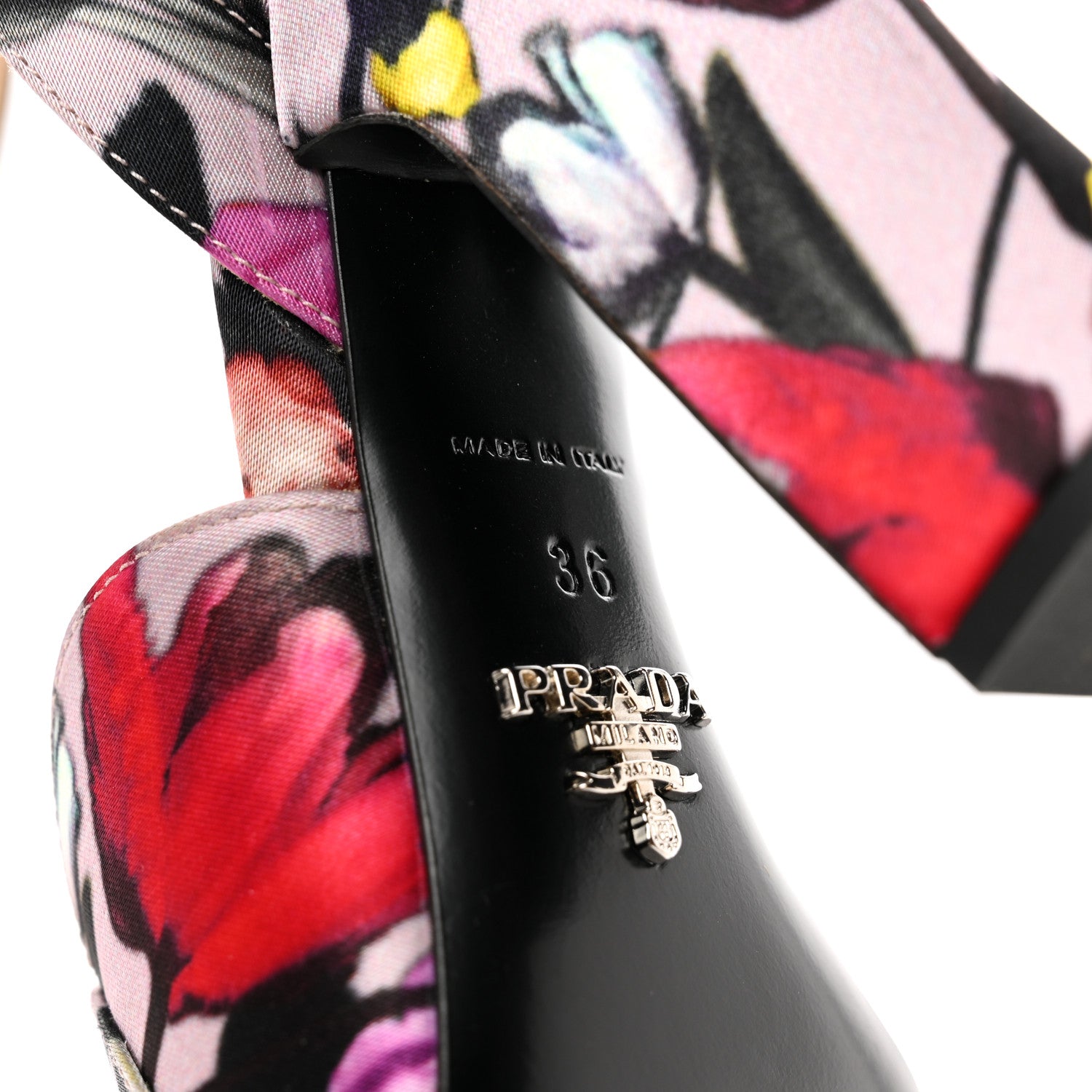 Prada Satin Ankle Wrap Duchesse Little Flowers Sandals 36 Multicolor 6 of 7