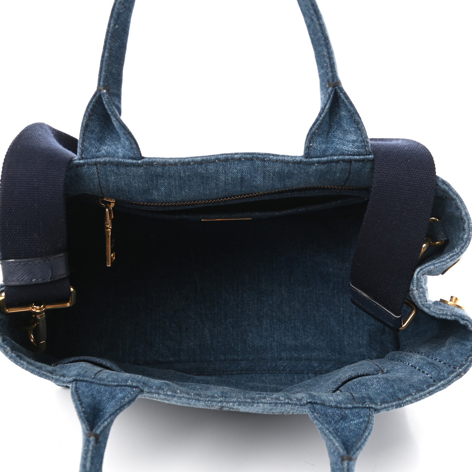 Prada Denim Small Logo Tote Bleu 5 of 9